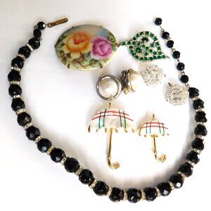 Vintage Costume Jewelry Mixed Lot Pieces Signed Cottagecore Grandmacore